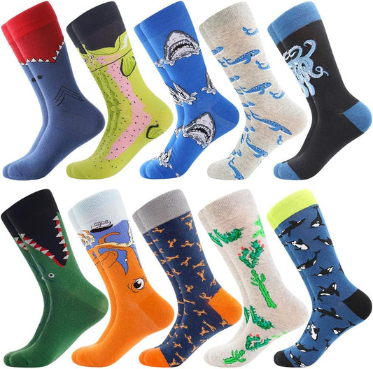 Mens Dress Socks, Cool Cute Food Graphic Animal Novelty Crazy Funny Crew Fun Socks for Men