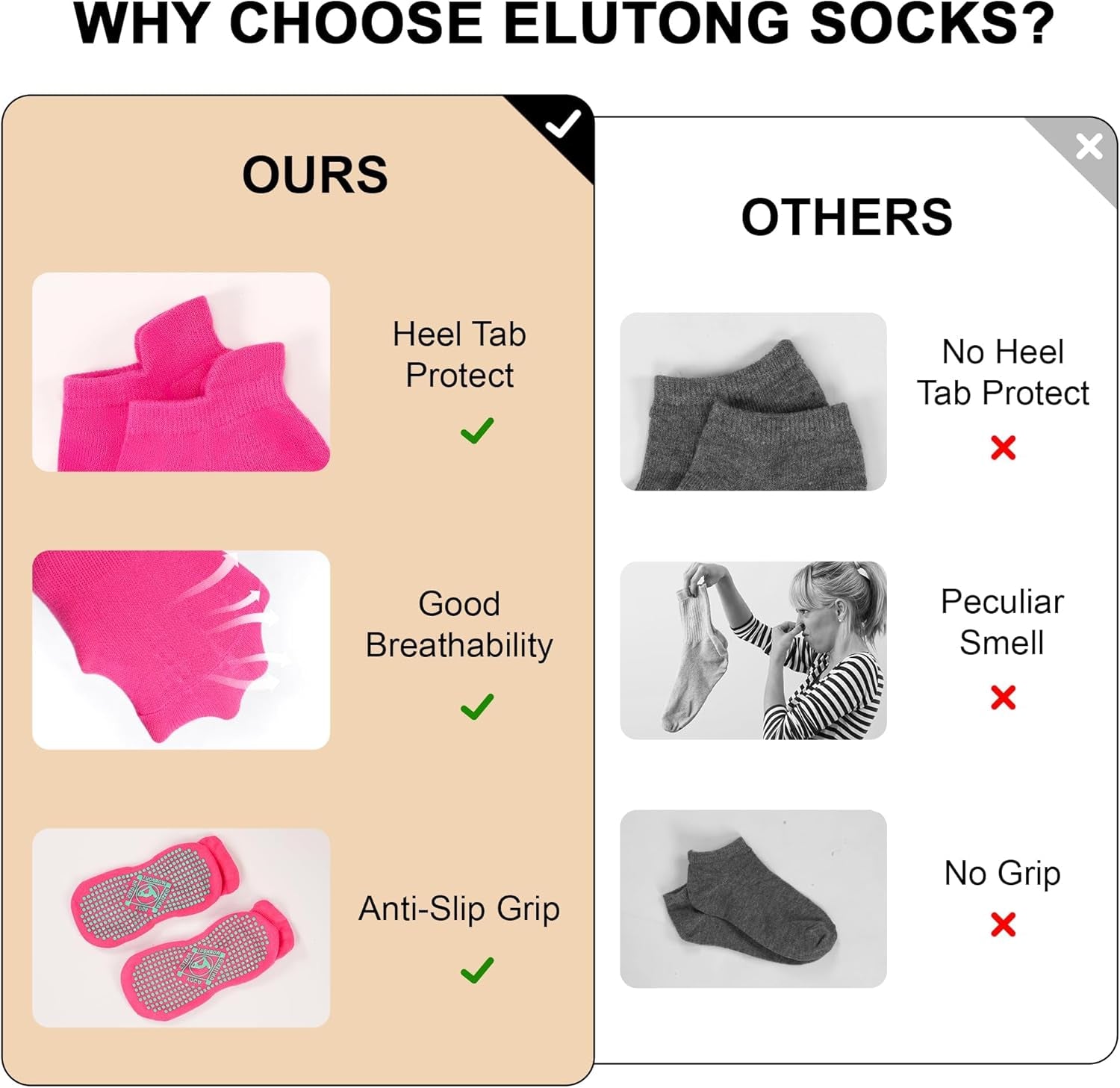 Pilates Non Slip Grip Socks for Women 1-4 Pairs Yoga Barre Ballet Workout Hospital Grippy Sock