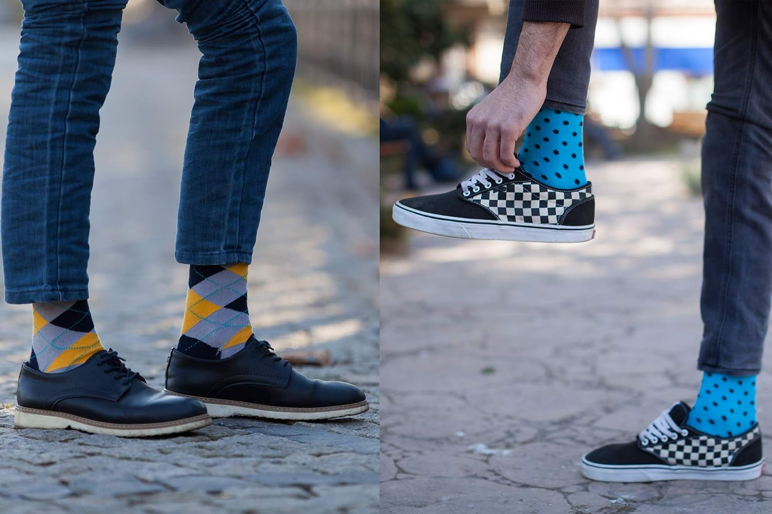 -Mens 5Pair Luxury Colorful Cotton Fun Novelty Dress Socks Gift Box