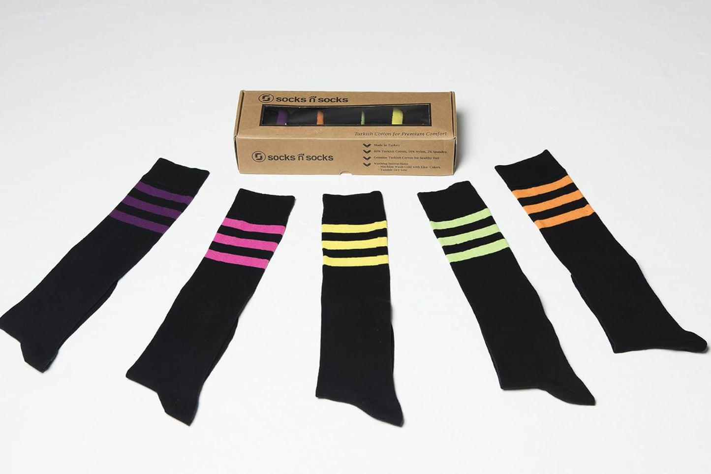 -Women 5-Pairs Luxury Cotton Colorful Cool Fun Knee High Socks