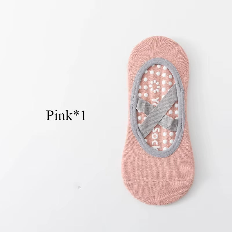 1/ 3Pair Professional Women Yoga Sock Silicone Anti-Slip Ballet Pilates Socks Women Backless Breathable Bandage Yoga Sport Socks