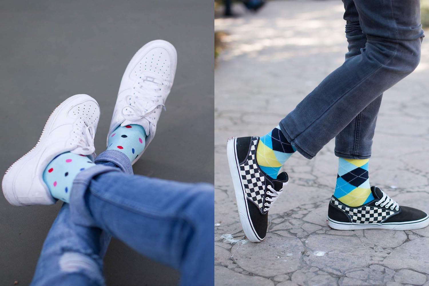 -Mens 5Pair Luxury Colorful Cotton Fun Novelty Dress Socks Gift Box
