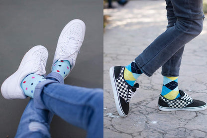 -Mens 5Pair Luxury Colorful Cotton Fun Novelty Dress Socks Gift Box
