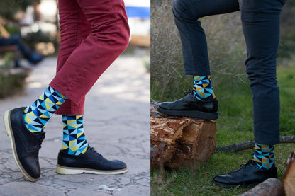 -Mens 5Pair Luxury Colorful Cotton Fun Novelty Dress Socks Gift Box