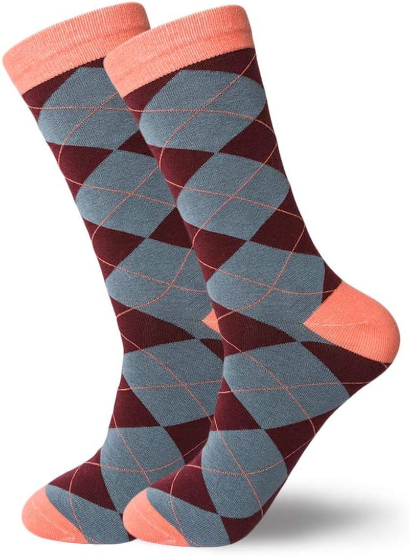 Dress Socks 5/6/10 Pairs Crew Argyle Colorful Cotton Novelty Casual Happy Fun