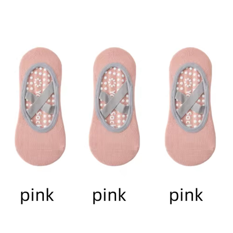 1/ 3Pair Professional Women Yoga Sock Silicone Anti-Slip Ballet Pilates Socks Women Backless Breathable Bandage Yoga Sport Socks