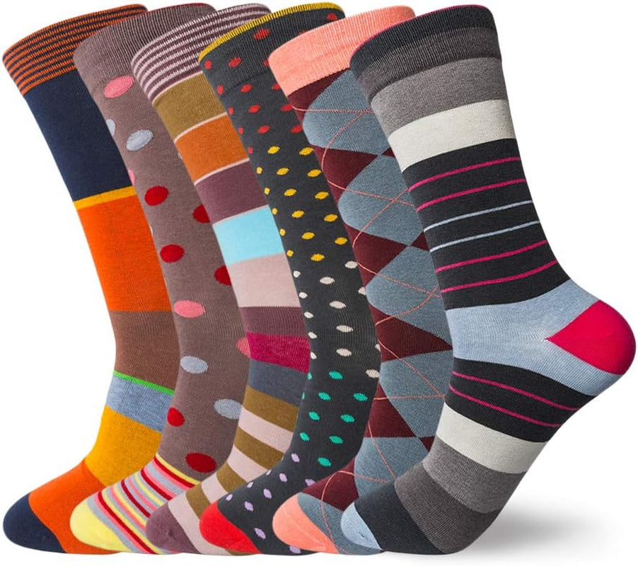 Dress Socks 5/6/10 Pairs Crew Argyle Colorful Cotton Novelty Casual Happy Fun
